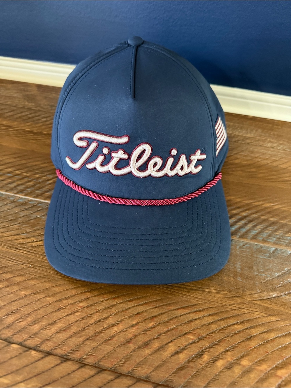 Titleist Navy Hat with Burgundy Rope Accent and White Script